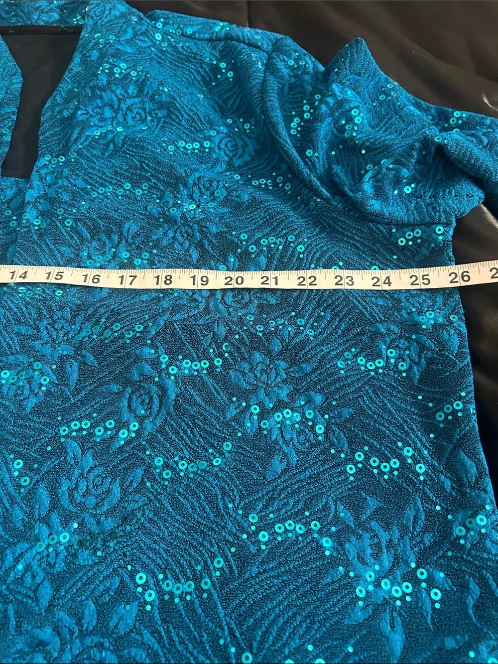 Teal Sequined Two-Piece Jacket & Tank Set - Picture 7 of 9